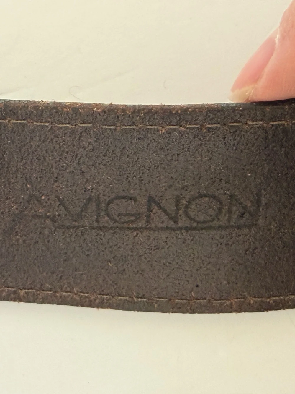 Vintage Avignon Leather Western Floral Embroidered Belt Scalloped Buckle L